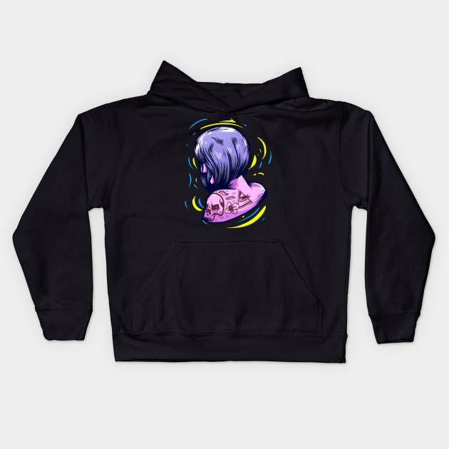 SHY TATTOOED GIRL Kids Hoodie by khamidfarhan182